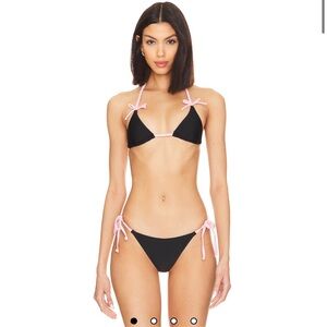 Pink and Black Triangle Bikini Minimalist Swimwear